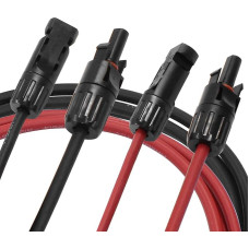 Saulės ilgintuvas, 6mm² 3m saulės kolektoriaus ilgintuvas su moterišku ir vyrišku vandeniui atspariu saulės kolektoriaus laidų adapteriu saulės elektrinei (3M raudonas + 3M juodas)
