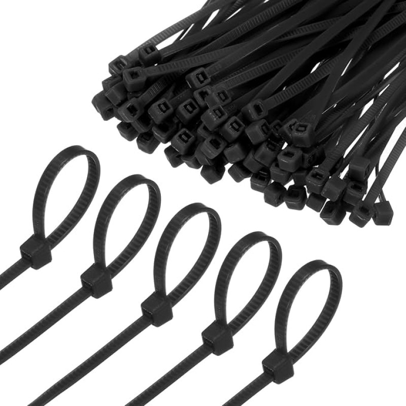 M METERXITY 1000-Pack Nylon Kabelbinder 8 Zoll 18 lbs Nylon Kabelbinder Selbstverriegelnde Kabelbinder für Innen-/Außen-/Zuhause/Büro/Garten/Werkstatt/Bündelungssicherung [Schwarz]