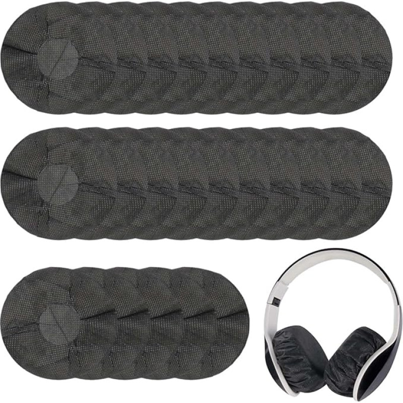 Pakuotė, kurioje yra 200 ausinių ausinių kaušeliai, ausinių kilimėlių dangteliai, neaustiniai ausinių kilimėliai, ausinių dangteliai, tinkami 11-12 cm pločio ausinėms, (juodi)