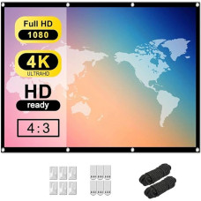 100 Inch 4:3 HD Projection Screen Indoor Outdoor Portable Foldable Screen Projector Screen for Home Cinema Support Double-Sided Projection - Soft Curtain