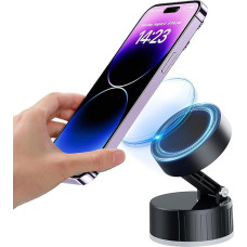 INDOTEAM vakuuminis magnetinis telefono laikiklis su metaliniu žiedu - reguliuojamas siurbtuko laikiklis telefonams - daugiafunkcinis automobilinis mobiliojo telefono laikiklis automobiliams, virtuvei, sporto salei, stalui