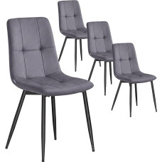 VASAGLE Valgomojo kėdės Velvet Virtuvės kėdės iki 120 kg apkrovos Foteliai su reguliuojamomis kojelėmis Modernus minkštas svetainės komplektas 4 Šlaito pilkos spalvos KDC080GN01