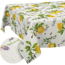 Fabric Tablecloth Washable Table Linen Tablecloth Cotton Polyester Lemon 220 x 140 cm Indoor / Outdoor Tablecloth