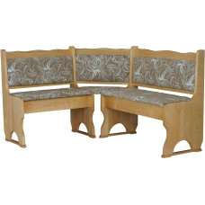 k koma Solid Pine Upholstered Corner Bench - Bright Flower Upholstery in Vein Colour | 140 x 200 cm |