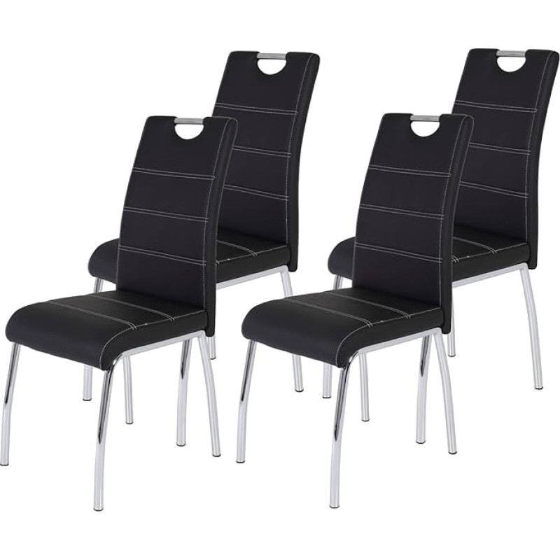 Apollo vierfuß Lady Chair, Chromuotas vamzdinis rėmas su dirbtinės odos apmušalu, juodas, 4 vnt.