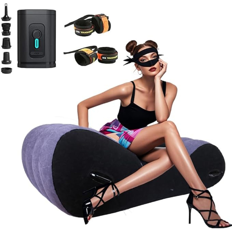 Inflatable Chair Sofa Lounge Chair with Mini USB Powered Air Pump, S-Shape Air Sofa, Inflatable Couch, Inflatable Lounge Sofa, Deck Chair, Multifunctional for Indoor Living Room, Bedroom (Sofa)