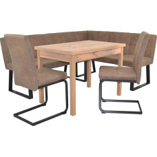 moebel direkt online 4-Piece Corner Bench Set Side Dimensions 190 x 150 cm Short Leg Right Brown