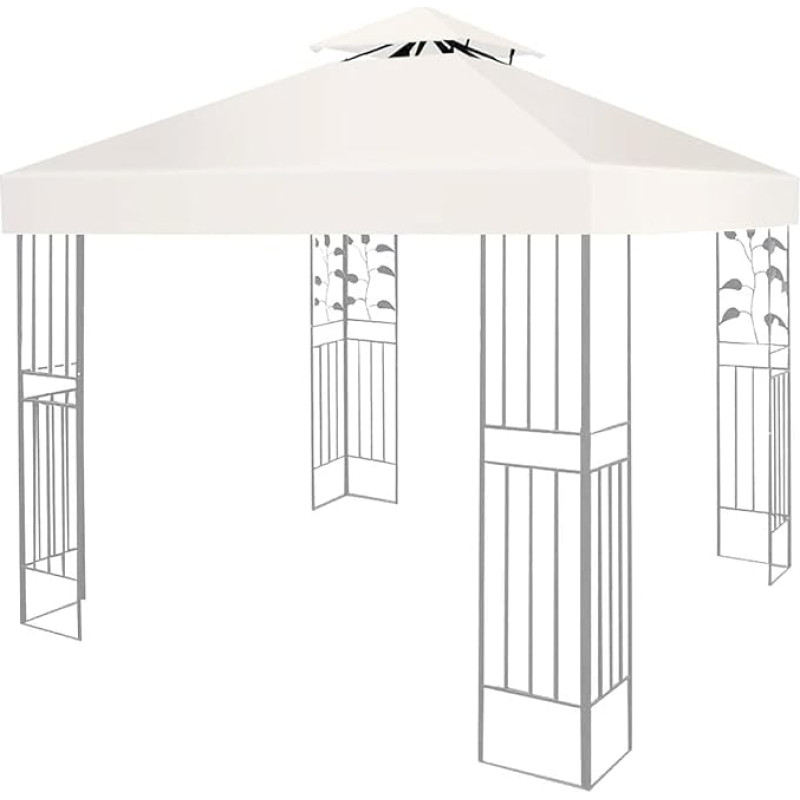 Pavėsinės keičiamieji dangteliai 3x3m 160gsm kremas Lauko sodo pavėsinė atspari vandeniui su dvigubo denio stogo dangteliu Pakeitimo palapinės stogelis Sodas Patio šalis palapinė (tik