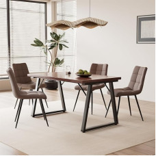5 dalių valgomojo komplektas - modernus valgomojo stalas (140 x 80 cm) su 4 minkštomis kėdėmis, metalas ir MDF, elegantiškas aksomo arba dirbtinės odos apmušalas, stilingas ir patvarus