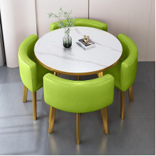 Kompaktes Nesting Table Set + 4 stilvolle Stühle für Empfang, Verhandlungen & kleine Meetings - Runde Tische für Geschäfte & Heimgebrauch