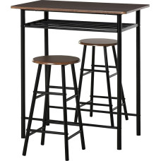 HOMCOM Bar Table Set, Bar Table with 2 Bar Stools, Dining Set, Kitchen Table with Storage Shelf, Dining Table for Dining Room, Kitchen, Black