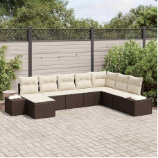 Gartensofa-Set Poly-Rattan 8-TLG mit Kissen - 8-teiliges Outdoor-Sofa-Garnitur für Terrasse und Garten