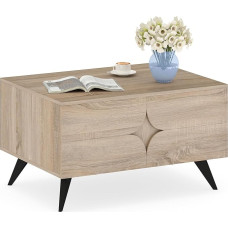 LIFEZEAL Wooden Coffee Table, Living Room Table with 2 Doors, Sofa Table with Open Storage Space, Coffee Table, Side Table, Modern for Living Room & Office, 80 x 60 x 46 cm