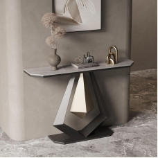 Konsole Sofatisch mit Metallrahmen, dekorativer Beistelltisch für Wohnzimmer, Flur, Foyer, Eingang, Eingangsbereich