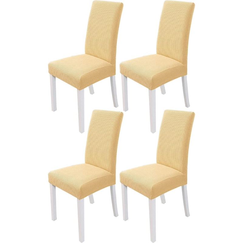PETCUTE Stuhlhusse stuhlbezug Stretch Hussen für Stühle Spandex Stuhlhussen für Hochzeit Beige 4er Set