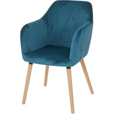 Mendler Malmö T381 Valgomojo kėdė Virtuvės kėdė Retro 50-ųjų metų dizainas Velvetas Benzino mėlyna Šviesios kojos