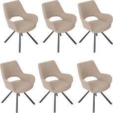 MEUBLE COSY valgomojo kėdės, 6 komplektas, virtuvės kėdės, minkštos kėdės su porankiais, medžiaginė sėdynė, metalinės kojos, smėlio spalvos, 58,5 x 59 x 81 cm