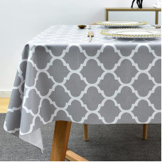 Wipe Clean Tablecloth PVC Tablecloth Waterproof Wipe Clean Plastic Vinyl Table Cover Protector Rectangle Outdoor Picnic Party (137x185cm, Grey)