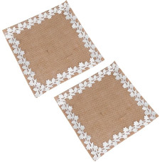 IMIKEYA 2 Stück Tischsets aus Leinen mit Spitzenrand in Beige Klassische Amerikanische Platzdeckchen für Hochzeiten und Restaurants Einfache Vintage Unterlage