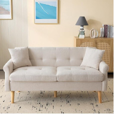 DRIXNO Dvigulė sofa Minkšta sofa su storomis pagalvėlėmis Minkšti baldai Smėlio spalvos šenilinis audinys, tinkantis svetainei Miegamasis Butas