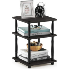 Furinno Multipurpose Shelving Unit Easy to Assemble with 3 Levels, Wood, Espresso/Black, 37.08 x 37.08 x 52.58 cm