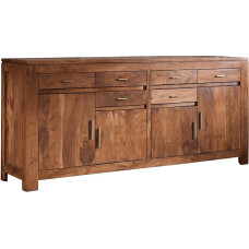 Kietosios akacijos medienos baldai Honey Sideboard 4 durys 6 stalčiai Baldai iš medžio masyvo Shaman # 41