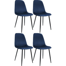 CLP Maryam Dining Room Chairs, Set of 4, Padded Kitchen Chairs with Backrest, 150 kg Load Capacity for Kitchen, Living Room and Bedroom, Colour: Dark Blue, Material: Velvet