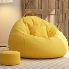 Bean Bag Bean Bag Lounge Sofa su taburete Bean Bag Suaugusiųjų Bean Bag su porankiais Indoor Bean Bag su užpildymu - suaugusiems ir vaikams Sėdynės pagalvėlė sėdėti ir gulėti su Faux Linen gyvenamajame kambaryje