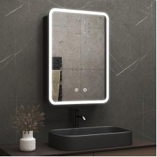 LED Mirror Cabinet 50 x 70 cm with Lighting Mirror, 3 Colours Dimming Mirror Bathroom Cabinet with Anti-Fog, Rounded Corners Wall Cabinet Storage with Shelf, Touch Switch