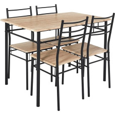 HOME DECO FACTORY Tisch und 4 Stühle Loka, Braun/Schwarz, 110x76x70