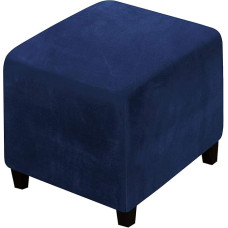 Velvet Ottoman apsauginis dangtelis Stool Cover Square 40 x 40/50 x 50/70 x 70/100 x 100 cm Stretch Stool Cover Apsauginiai dangteliai Sofa Ottoman Cover, Navy Blue, 1XL