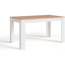 byLIVING NORI Dining Table Modern Kitchen Table in Oak Effect / Base Frame Melamine White Large Table 120 x 80 cm H 75 cm