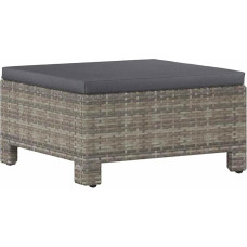 vidaXL Sodo taburetė su pagalvėle Kojinė taburetė Šoninė taburetė Footstool Ottoman Sodo baldai Sodo terasa Pilka Poly Rattan