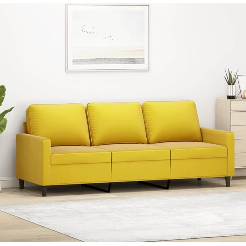 ZEYUAN 359215 3-vietė sofa, geltona, 180 cm, aksomas, svetainės sofa, sofos ir kušetės, relaksacinė sofa, svetainės sofa