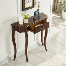 Konsole aus Massivholz mit Schubladen, schmaler Beistelltisch für den Eingangsbereich, Landhausstil-Sofatisch für Flur, Foyer, Wohnzimmer und Schlafzimmer(Walnut Color, 89cm/35in)