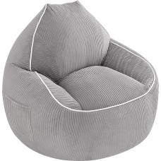 MeMoreCool Bean Bag kėdė Didelis suaugusiųjų velvetinis Bean Bag su užpildu Patogus Lounge Lazy grindų sofa akcentas sofa gyvenamojo kambario baldai pilka