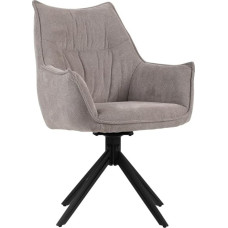 MR. DEKO Ginosa Dining Chair Light Grey Rotatable H x W x D: 90 x 62 x 66 cm | Dining Room Chair with Metal Legs | Upholstered Chair with Armrests | Modern Chair for Living Room and Dining Area