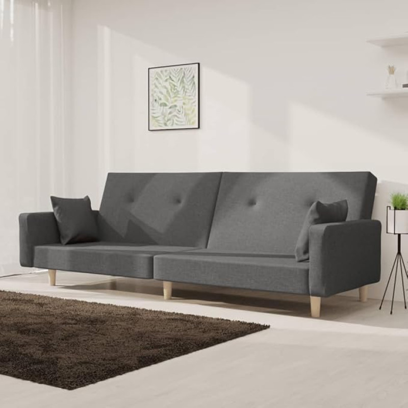ZEYUAN sofa-lova 2 sėdimų vietų su 2 pagalvėlėmis, šviesiai pilkas audinys, poilsio sofa, sofos ir kušetės, poilsio sofa, sofa svetainei - 375741