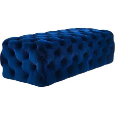 Daugiafunkcinis batų suoliukas Miegamojo lovos galas Namų modernus aksomo paminkštintas Tufted Osmanų prabangus Jumbo Footrest Stool Tamsiai mėlyna 80x4