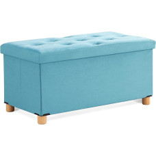 BRIAN & DANY Ottoman Storage Box with 4 Wooden Legs, Velvet Storage Ottoman for Living Room, Green, 76 x 38 x 38 cm