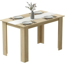 HOMCOM Rectangular Dining Table for 4 to 6 Seater Kitchen Table 120 x 69 x 75 cm Modern Style Triangle Legs Sturdy Oak and White
