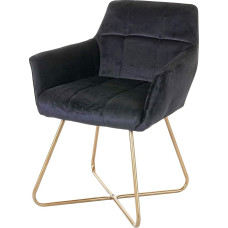 Mendler HWC-F37 Valgomojo kėdė Virtuvės kėdė Retro dizainas Velvet Golden Feet ~ Black