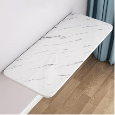 Klapptisch zur Wandmontage, tragbar, schwebender Küchentisch, zusammenklappbar, Arbeitszimmer und Büro, platzsparendes Design, 100 x 50 cm, weißer Stein, 100 x 50 cm