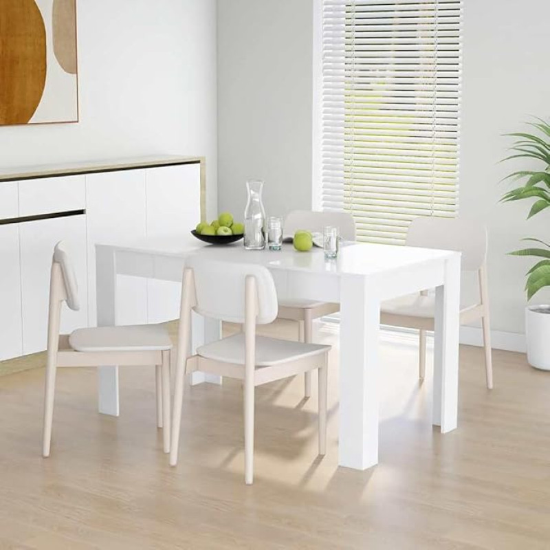 ACAGALA Valgomojo stalas 140 x 74,5 x 76 cm Valgomojo stalas 4 asmenims Virtuvės stalas Medinis valgomasis stalas Baltas