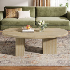 Tribesigns Oval Counch Table Wood for Living Room, Oval Side Tables, 115 x 65 x 40 cm, Coffee Table, Can Also Be Used as a Side Table, Durable and Stable, Modern Style (Light Oak)