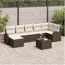 Sofos komplektas su kilimėliais ir apsauginėmis lovatiesėmis 8 vnt., Braun Poly-Rattan,66,6 kg,3354807