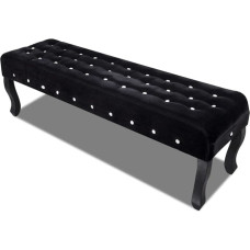 Banc capitonné en velours avec boutons cristaux Noir