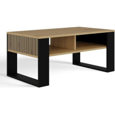 CDF modernus kavos staliukas 2P | Spalva: Ąžuolas Artisan Black | Modernus suoliukas svetainei, kambariui, biurui | Forma: Kvadratinis stačiakampis | Lentyna smulkiems daiktams, laikraščiams, žurnalams ar knygoms