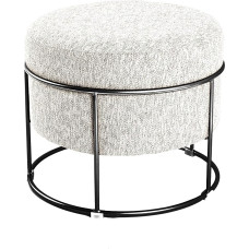 HAKU Art Deco taburetė Kreminis MDF metalas Tekstilės audinys Aukštis 44 cm x Skersmuo 48 cm Juoda