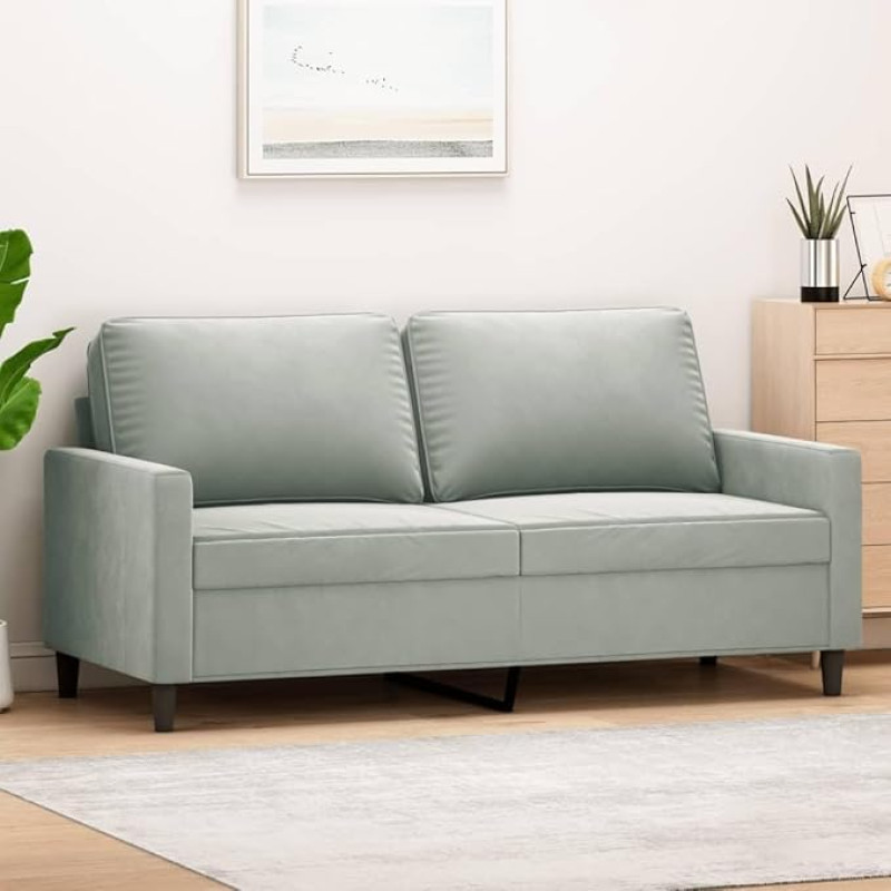 ShGaxin 359199 2 vietų sofa, šviesiai pilka, 140 cm, aksomas, poilsio sofa, sofos ir kušetės, poilsio sofa, sofa svetainei, sofa su miego funkcija